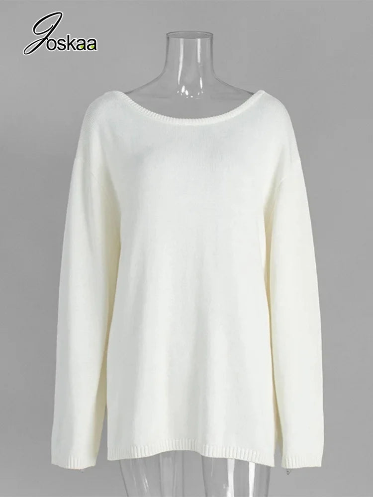 Women's Knit Backless Long Sleeve Ribbed Top 173 – Back View