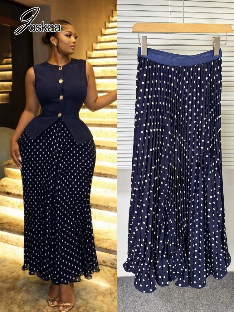 Wholesale Women's Polka Dot Pleated Dots Skirt Fruitgreen Polka Dot – Front View