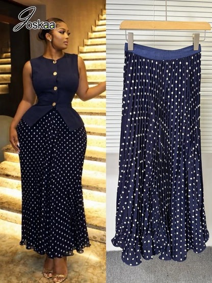 Wholesale Women's Polka Dot Pleated Dots Skirt Fruitgreen Polka Dot – Front View