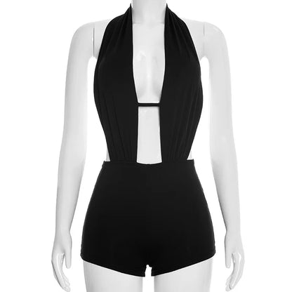 Women's Backless Halter Sleeveless Romper