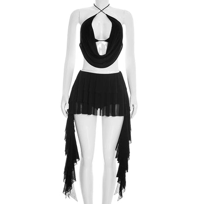 Joskaa Mesh Backless Halter Two Piece Set - two piece set image 7