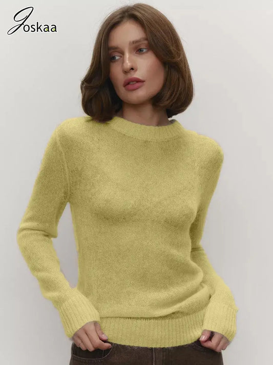 Women's Mesh Knit Long Sleeve Ribbed Top Red – Front View