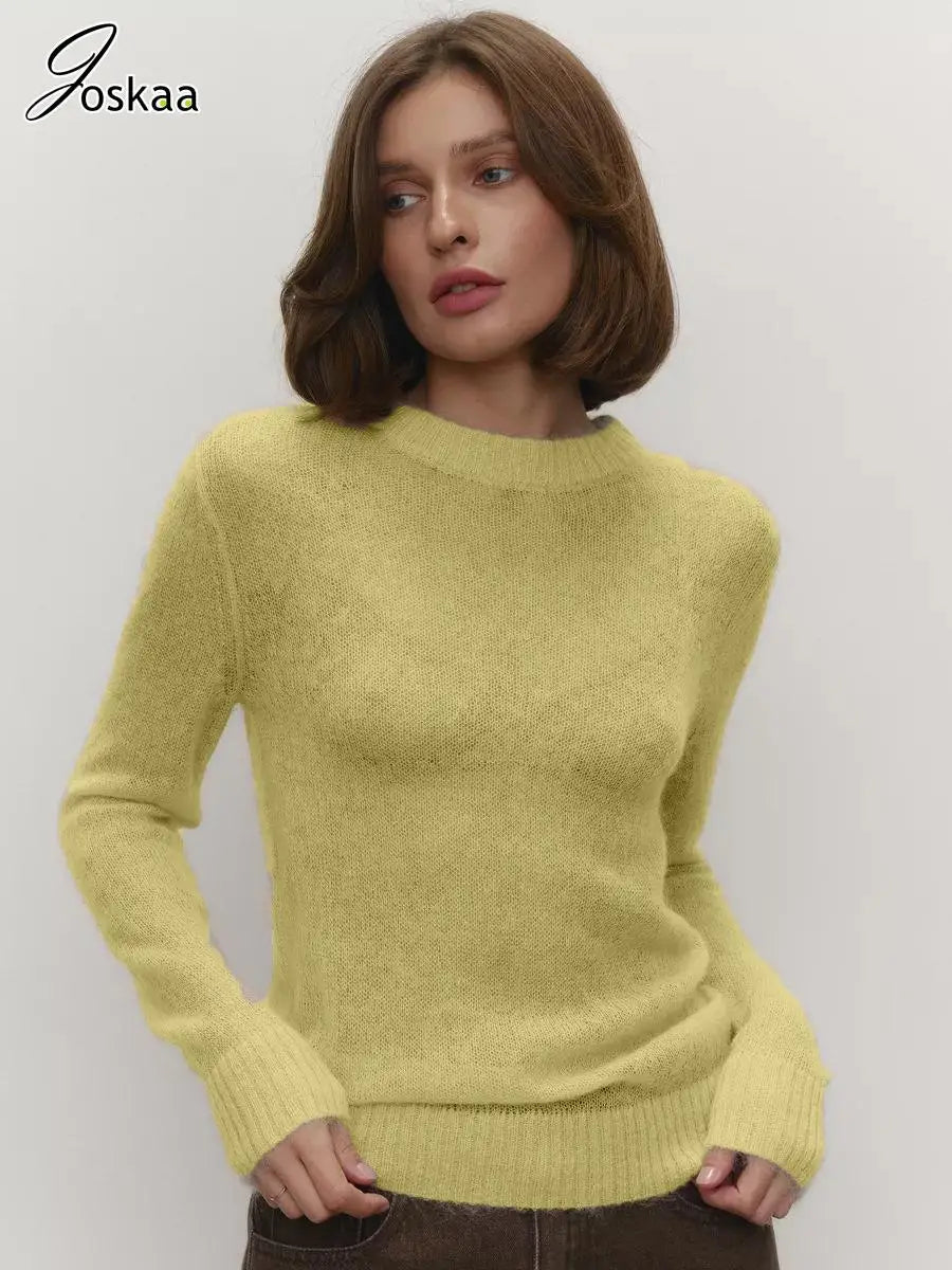 Women's Mesh Knit Long Sleeve Ribbed Top Red – Front View