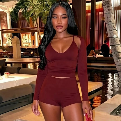 Wholesale Women's Long Sleeve Crop Two Piece Set
