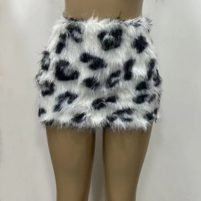 Women's Bodycon Mini Faux Fur Color Skirt