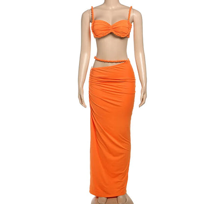 Wholesale Women's Cutout Crop Maxi Two Piece Set