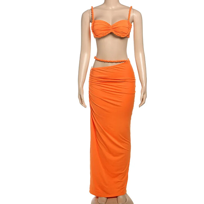 Wholesale Women's Cutout Crop Maxi Two Piece Set