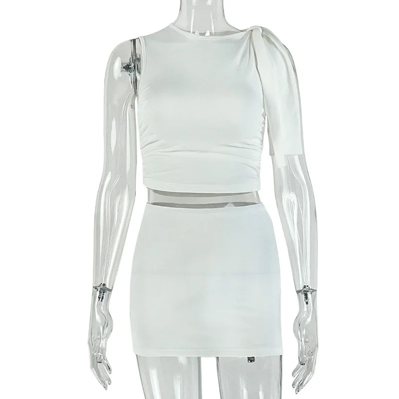 Wholesale Women's Ruched Crop Mini Two Piece Set