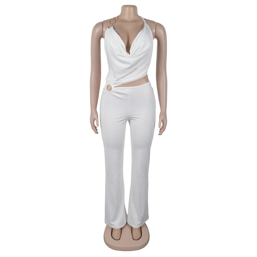 Women's Backless Cutout Halter Bodycon Romper