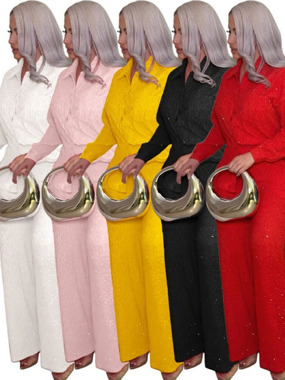 Women's Long Sleeve Wide Leg Two Piece Set - Additional View 8