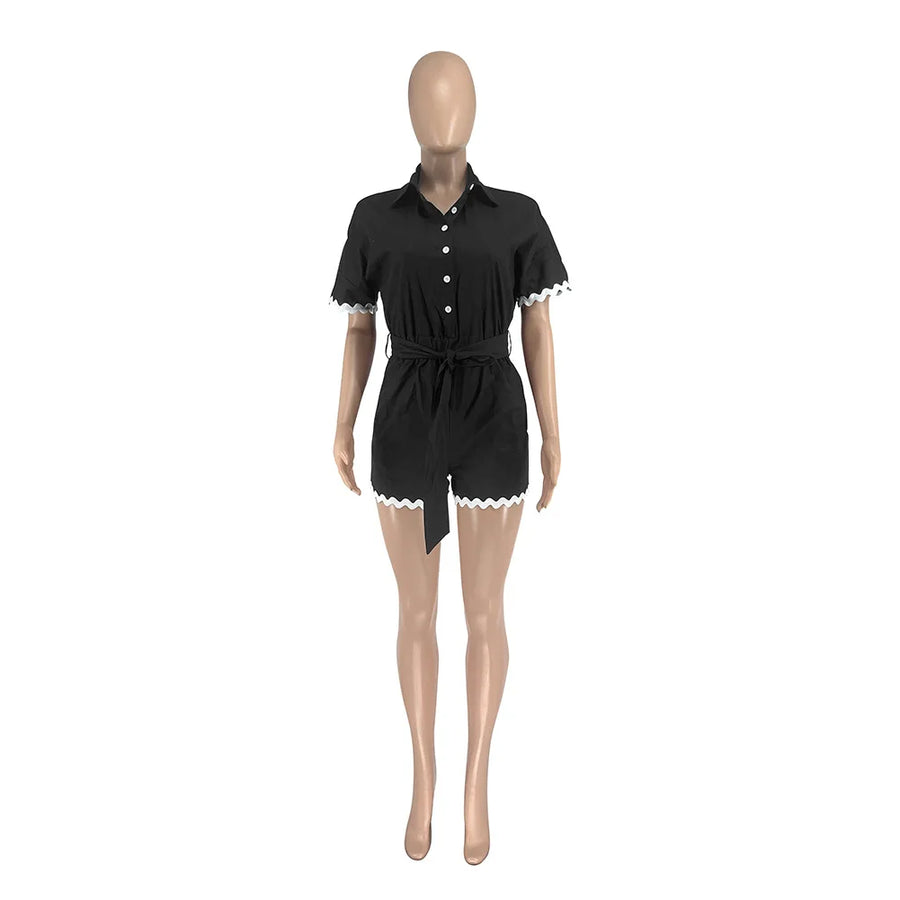 Women's Short Sleeve Romper Vacation Bikini Set