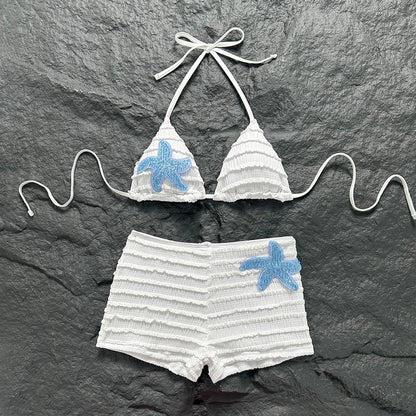 Women's Sequin Halter Swimwear Starfish Bikini Ruffle - Additional View 10