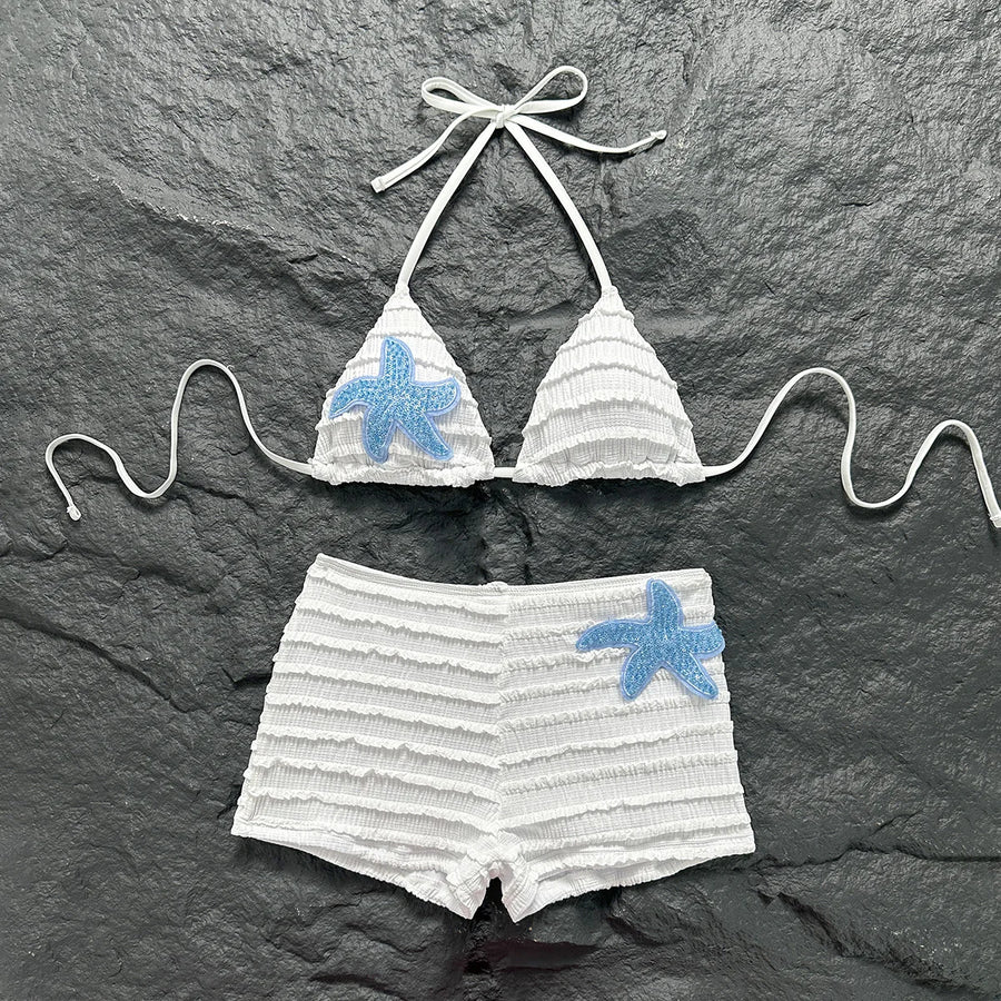 Women's Sequin Halter Swimwear Starfish Bikini Ruffle - Additional View 10