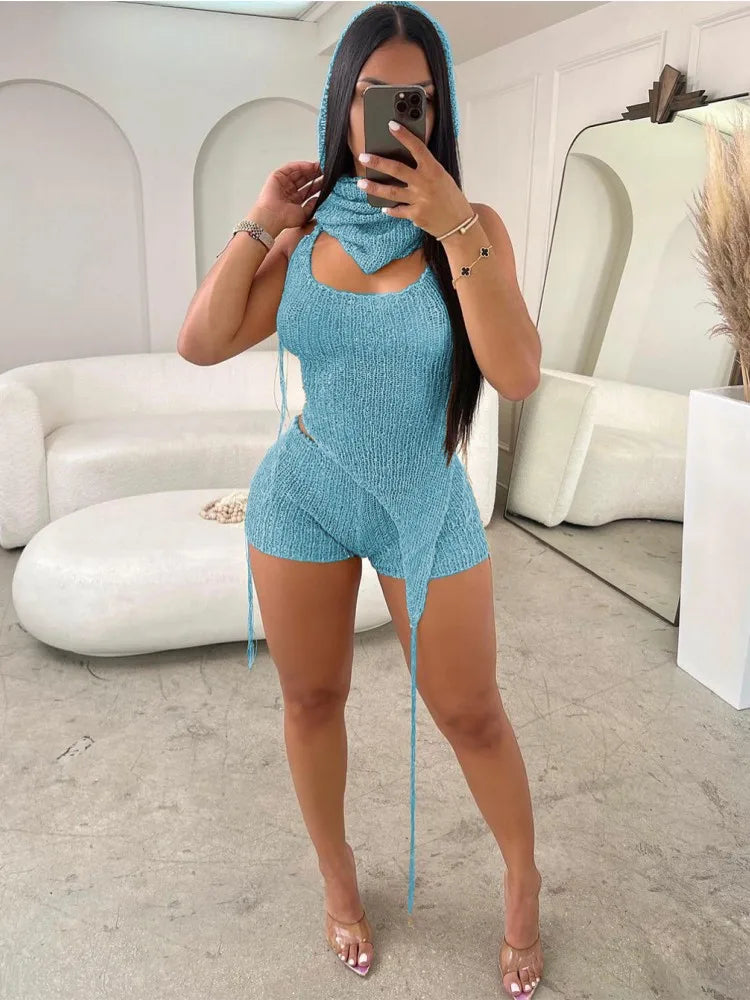 Women's Sequin Knit Backless Two Piece Set