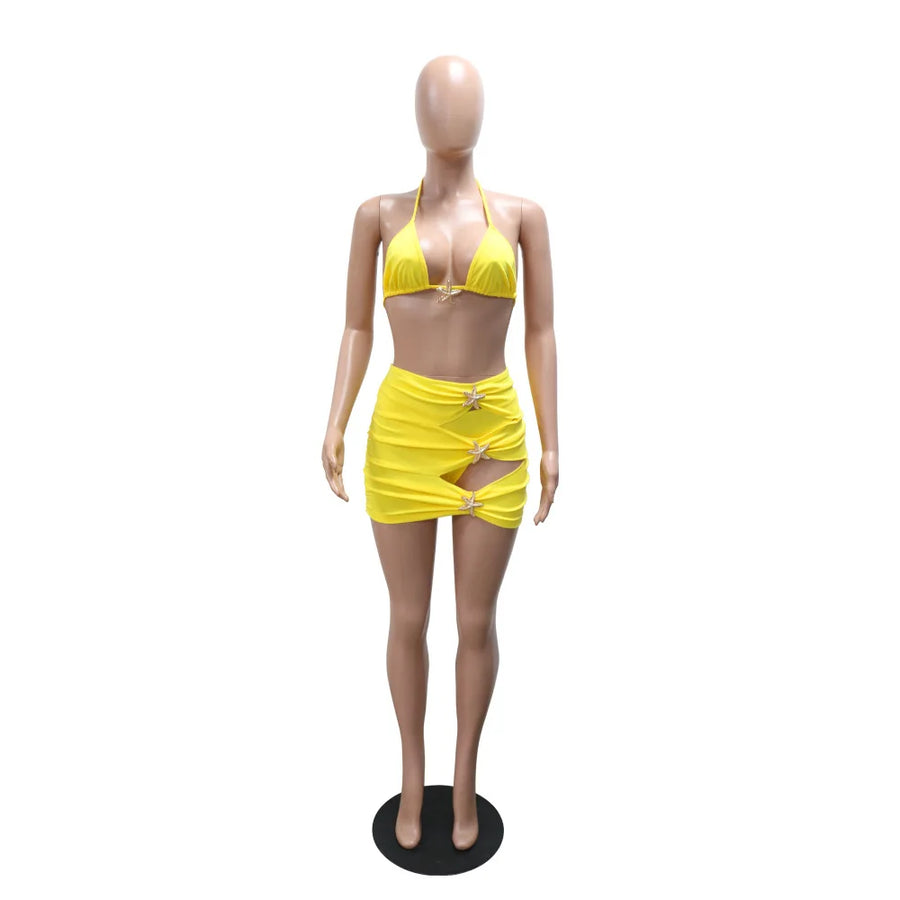 Women's Cutout Mini Swimwear Piece Bra Bikini Set