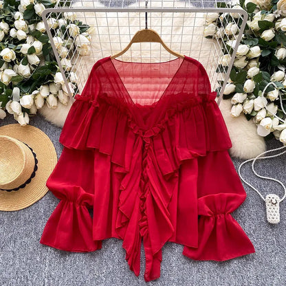 Wholesale Women's Flare Ethereal Chiffon Top