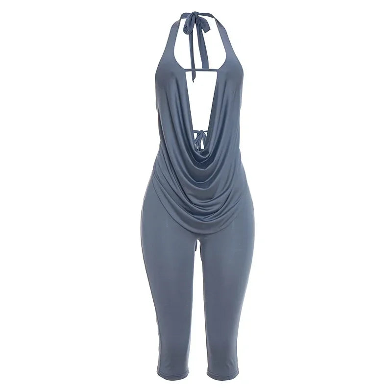 Women's Backless Halter Two Piece Set Bandage - Detail View 6