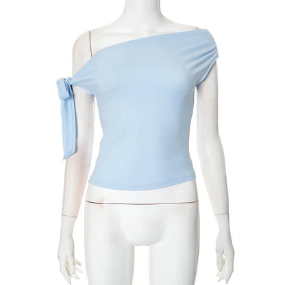Women's Ruched Sleeveless Asymmetrical Solid Tshirt Top