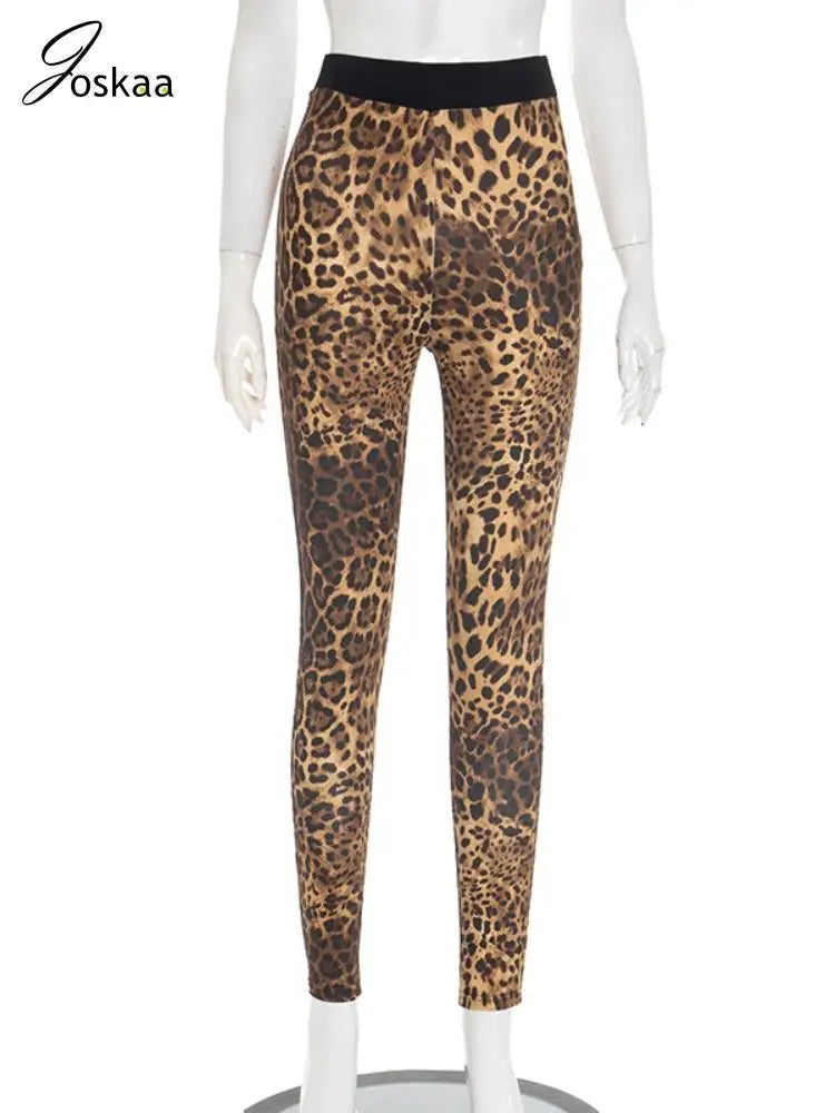 Wholesale Women's Leopard Print High Waist Pants Leopard Print – Back View