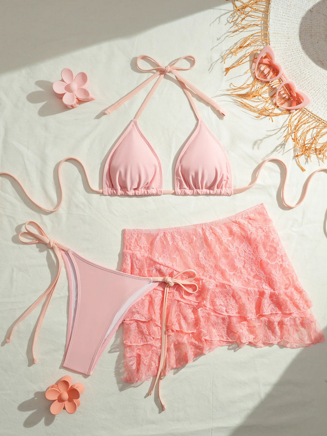 Joskaa Lace Backless Halter Mini Swimwear - swimwear image 3