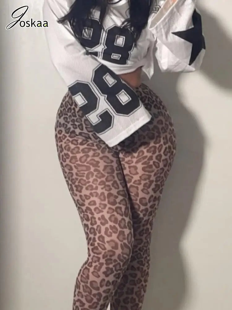Wholesale Women's Leopard Print High Waist Pants Coffee – Side View