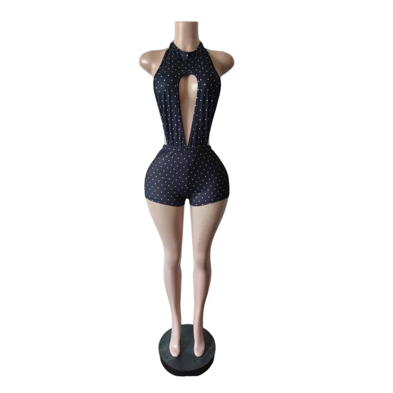 Joskaa Polka Dot Backless Halter Sleeveless Romper - romper image 5