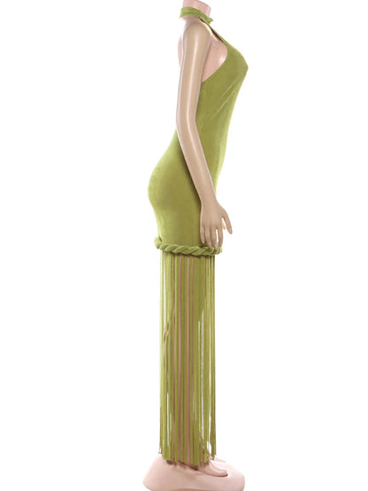 Joskaa Backless Halter Sleeveless Bodycon Maxi Dress - maxi dress image 3
