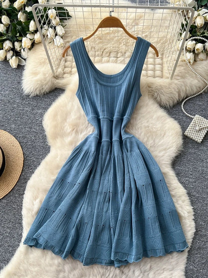 Women's Knit Cutout Sleeveless Ribbed Dress