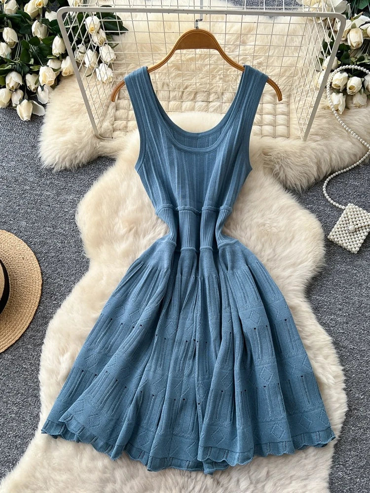 Women's Knit Cutout Sleeveless Ribbed Dress