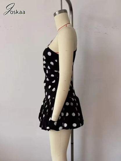 Women's Polka Dot Sleeveless Bodycon Mini Dress As Picture – Side View