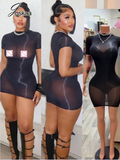 Wholesale Women's Mesh Short Sleeve Bodycon Dress – Women's Fashion Wholesale – Front View