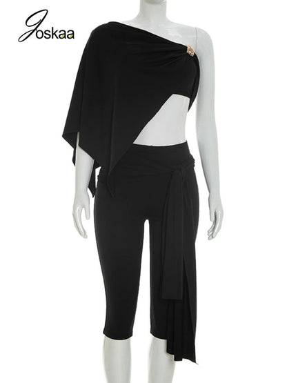Women's Strapless Irregular Top and Two Piece Set White – Back View