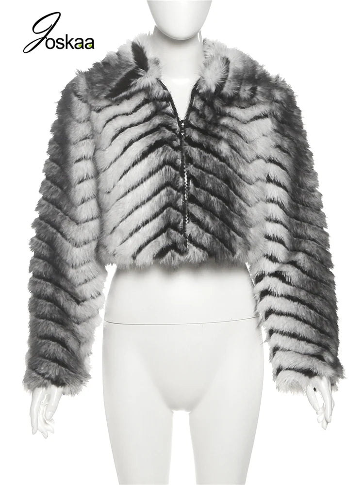Wholesale Women's Long Sleeve Crop Zip Jacket Gray – Back View
