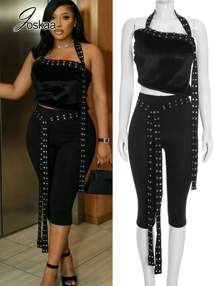 Women's Halter Two Piece Set - Women's Fashion Wholesale - Front View