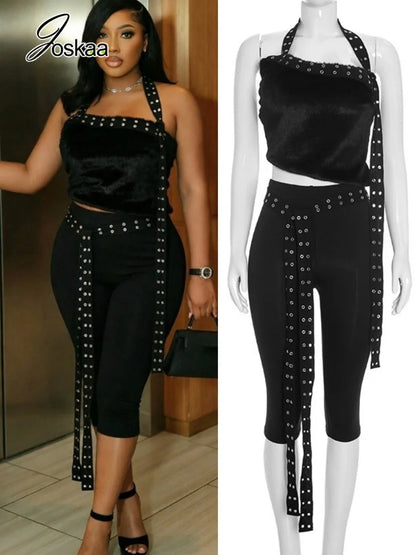 Women's Halter Two Piece Set - Women's Fashion Wholesale - Front View