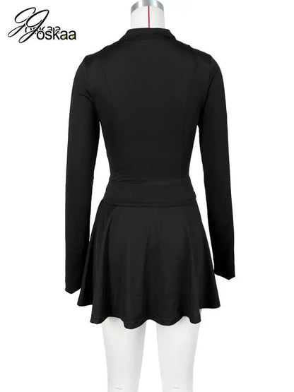 Women's Long Sleeve Zip Pleated Two Piece Set Pink – Detail View