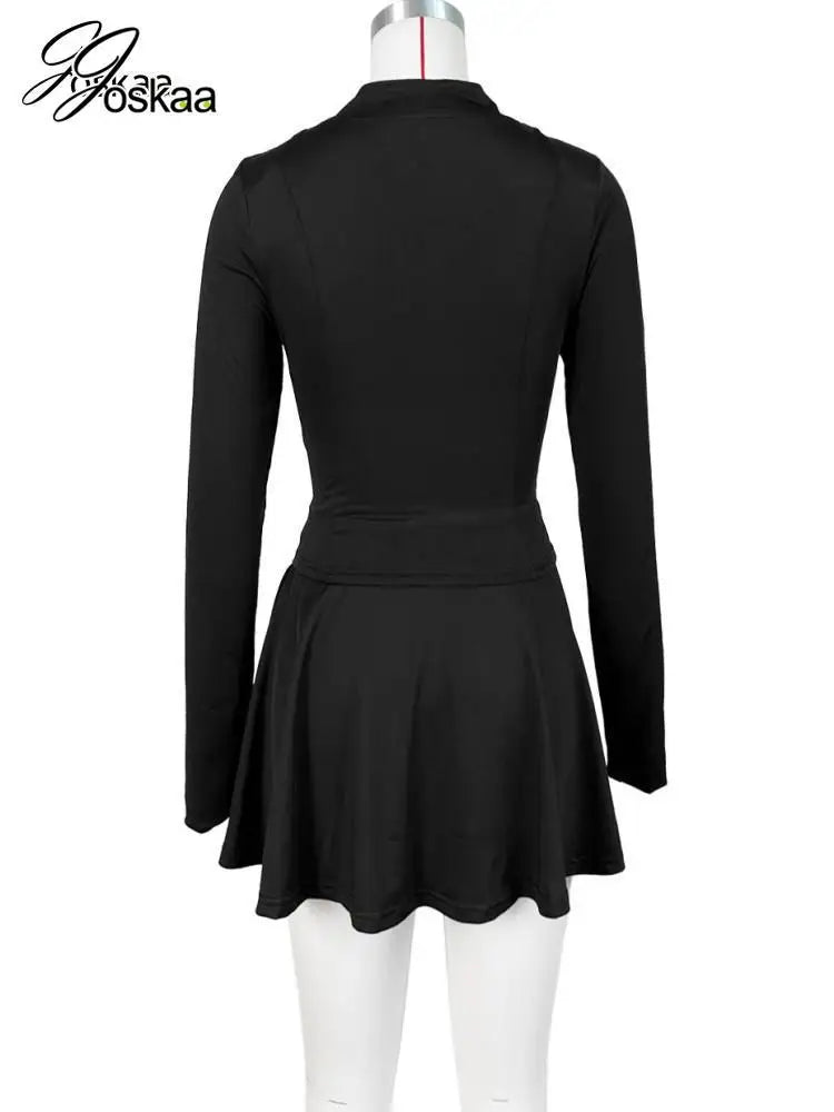 Women's Long Sleeve Zip Pleated Two Piece Set Pink – Detail View