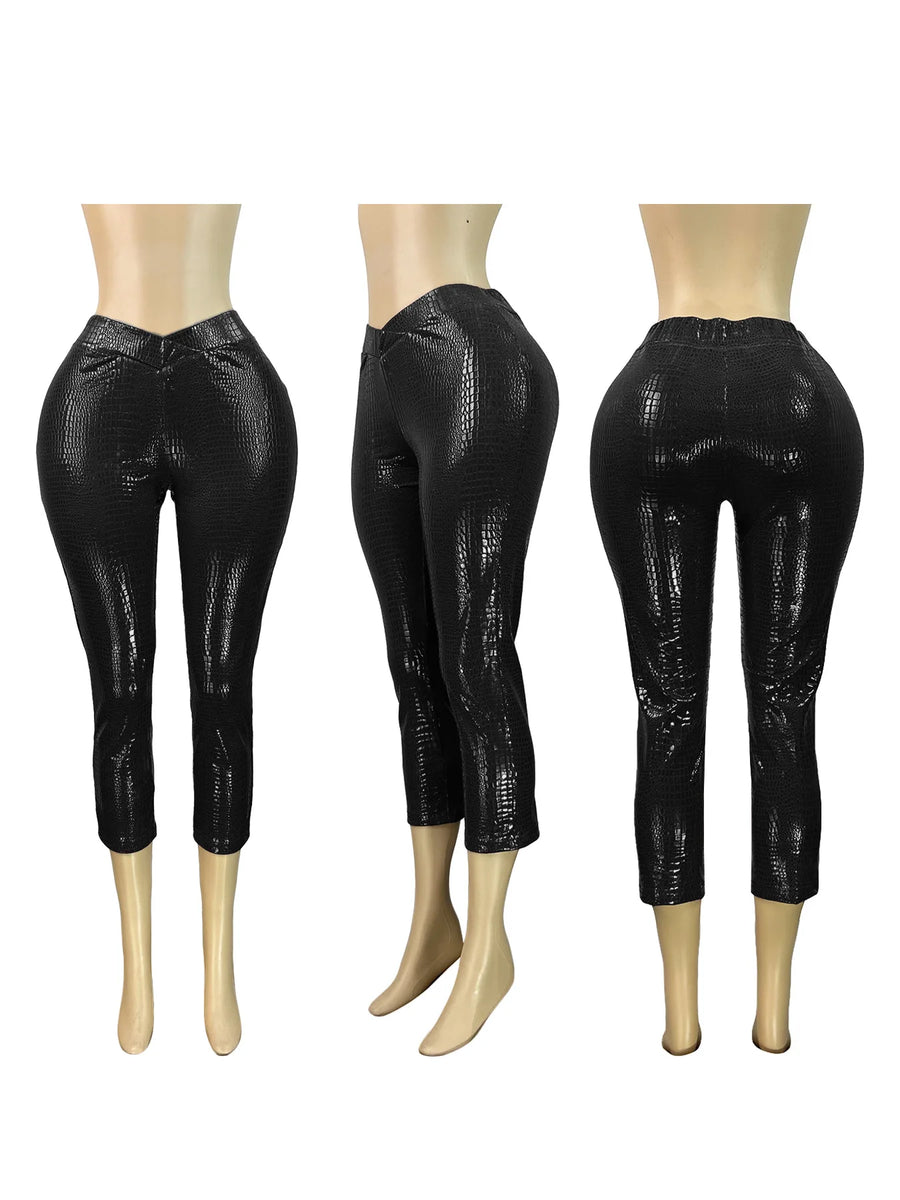 Joskaa Bodycon Pants Elastic Metallic Gold - pants image 3