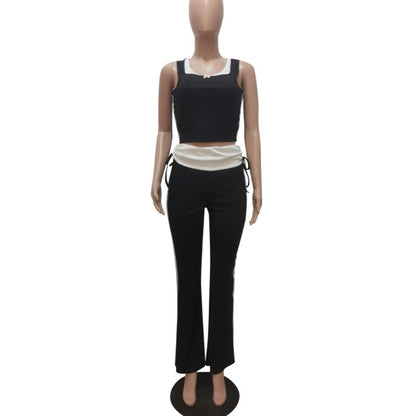 Women's Knit Crop Flare Ribbed Two Piece Set