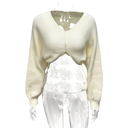 Women's Knit Long Sleeve Ribbed Irregular Knitted Top
