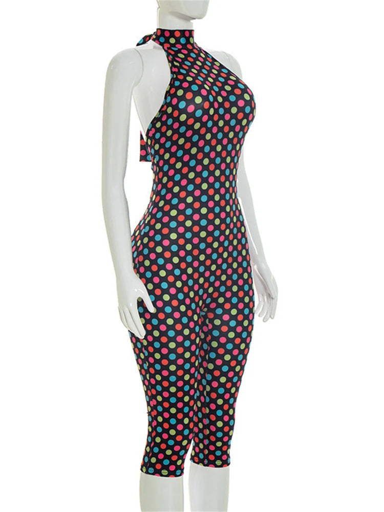Joskaa Polka Dot Backless Halter Sleeveless Romper - romper image 3