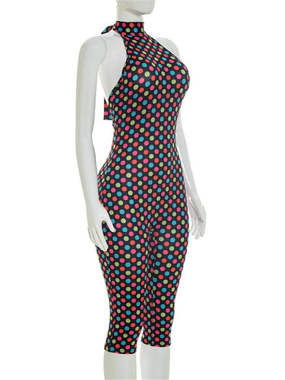 Joskaa Polka Dot Backless Halter Sleeveless Romper - romper image 3