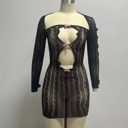 Women's Cutout Long Sleeve Two Piece Set