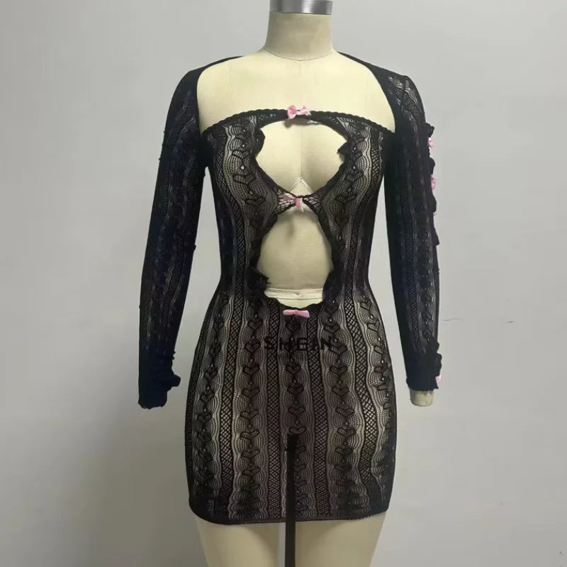Women's Cutout Long Sleeve Two Piece Set