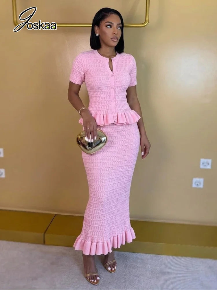 Women's Ribbed Knit High Waist Two Piece Set - Side View