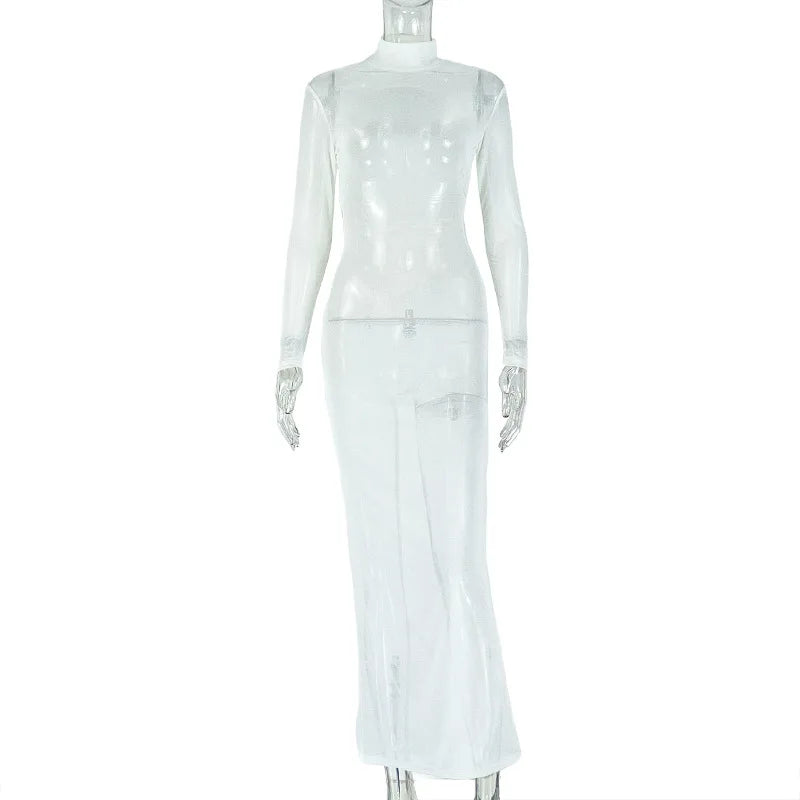 Women's Backless Long Sleeve Bodycon Maxi Dress