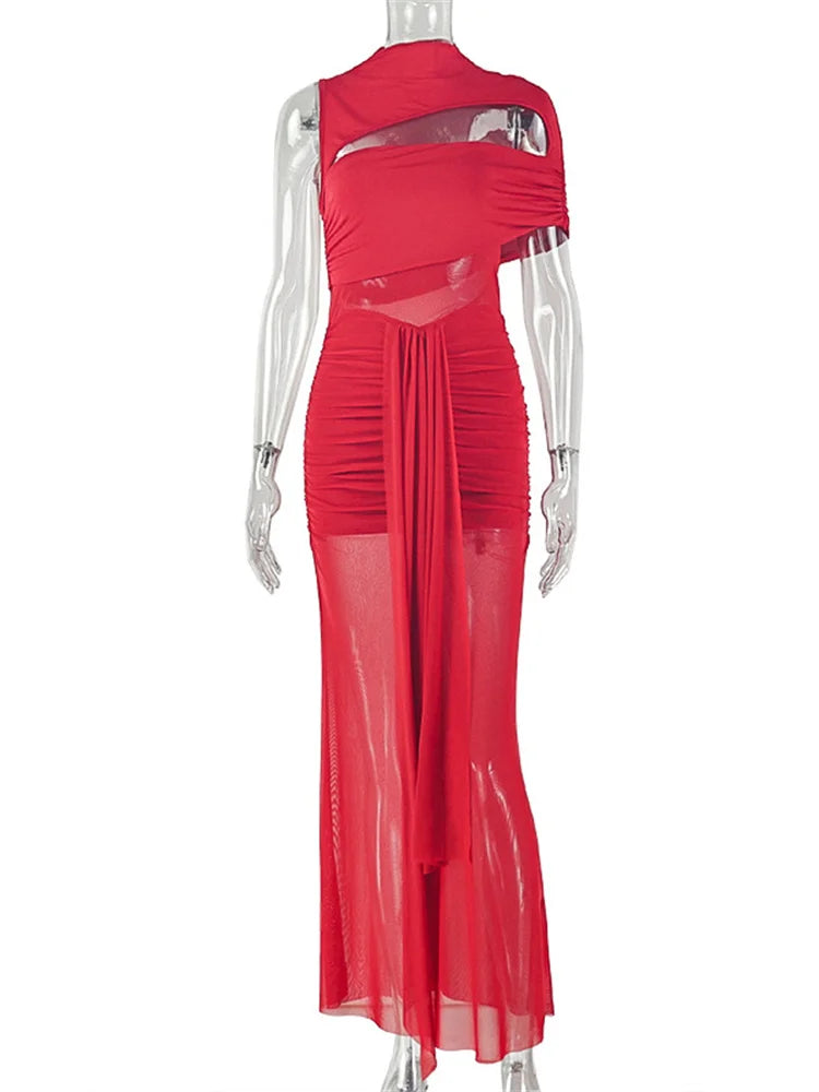 Joskaa Mesh Ruched Bodycon Maxi Dress - maxi dress image 2