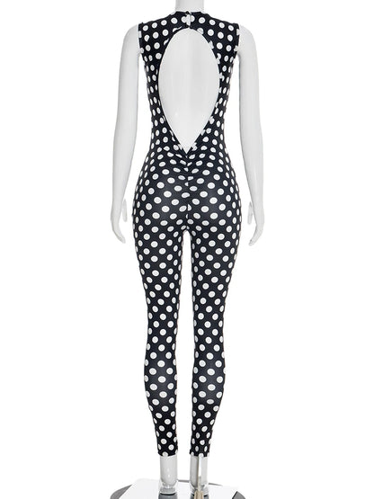 Joskaa Polka Dot Backless Sleeveless Bodycon Romper - romper image 4
