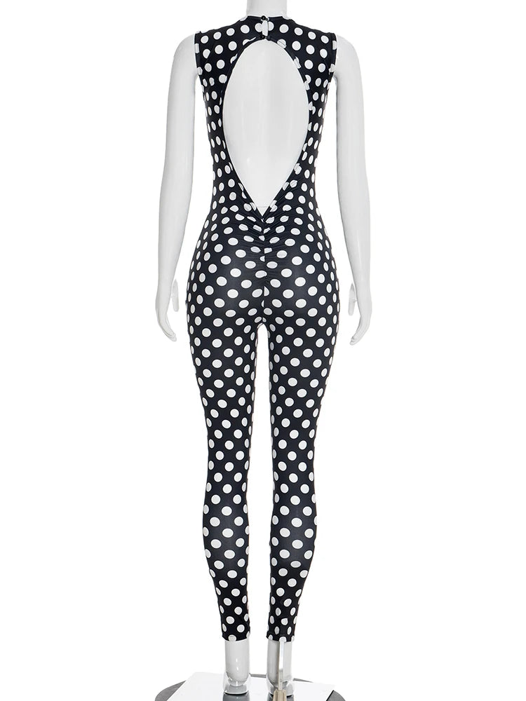 Joskaa Polka Dot Backless Sleeveless Bodycon Romper - romper image 4