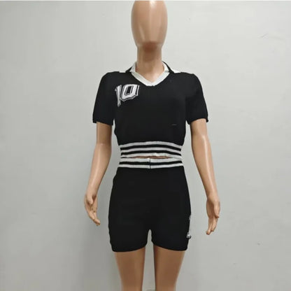 Women's Knit Short Sleeve Crop Two Piece Set